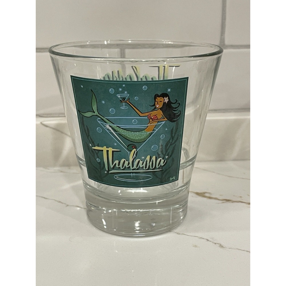 Thalassa Mermaid Cocktail Rocks Glass Bar Souvenir California Drink Retro Libbey